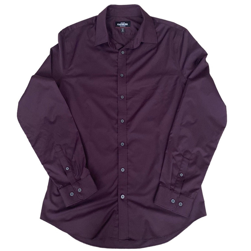 Express Extra Slim Performance Burgundy Dress Shi… - image 1